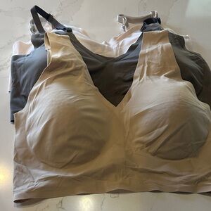 True & Co. Seamless Bralette Trio - Cream, Gray, White